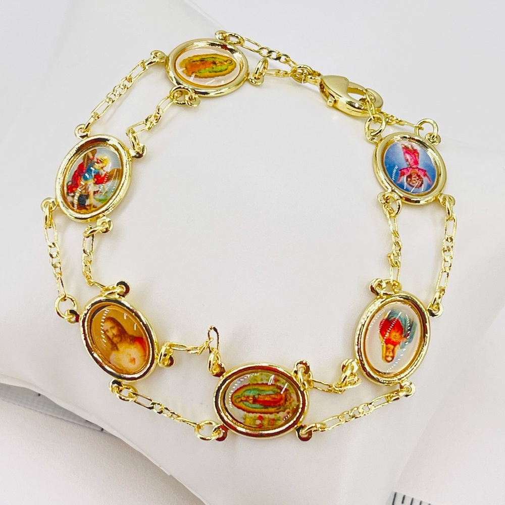 14k gold plated religious bracelet /
